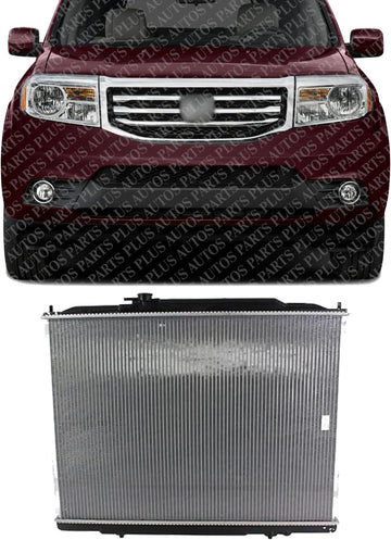 Front Radiator Aluminum Core Direct Replacement Compatible With 2009-2015 Honda Pilot / 2010-2014 Ridgeline HO3010222 19010RN0A52