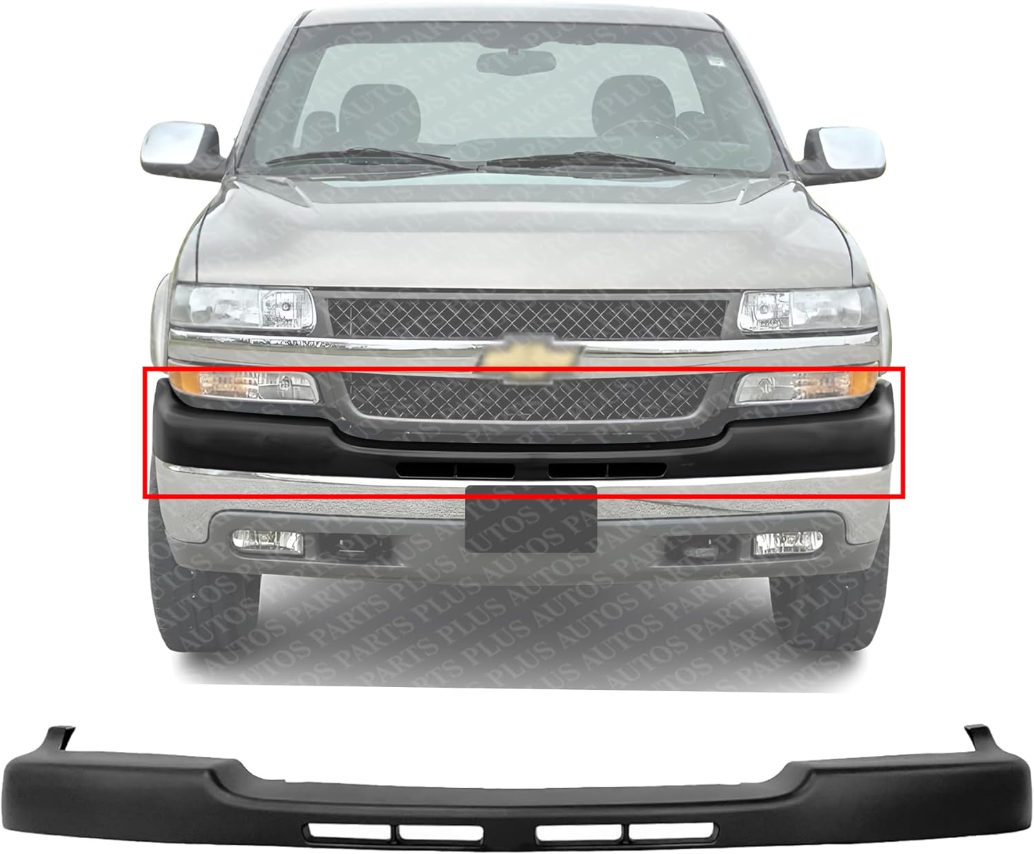Front Bumper Upper Cover Textured Direct Replacement Compatible With 2001-2002 Chevrolet Silverado 2500HD 3500 GM1051106 15746399
