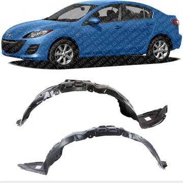Set Of 2 Front Fender Liners Left Driver And Right Passenger Side Direct Replacement Compatible With 2010-2011 Mazda 3 MA1249138 MA1248138 BBP356130G BBP356140G