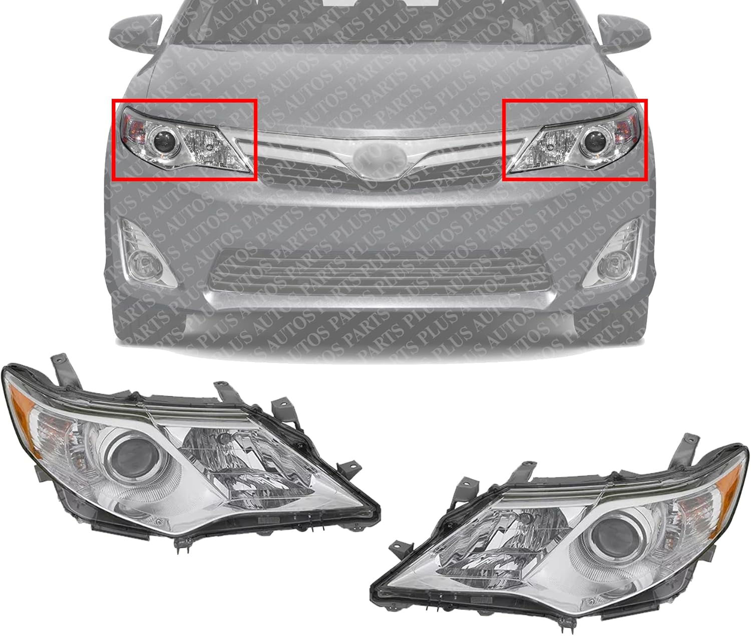 Set Of 2 Front Head Light Assembly Left Driver & Right Passenger Side Direct Replacement Compatible With 2012-2014 Toyota Camry TO2503211 TO2502211 8111006470 8115006470