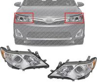 Set Of 2 Front Head Light Assembly Left Driver & Right Passenger Side Direct Replacement Compatible With 2012-2014 Toyota Camry TO2503211 TO2502211 8111006470 8115006470