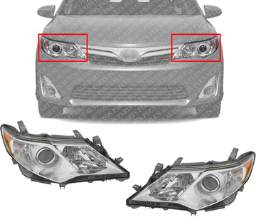 Set Of 2 Front Head Light Assembly Left Driver & Right Passenger Side Direct Replacement Compatible With 2012-2014 Toyota Camry TO2503211 TO2502211 8111006470 8115006470