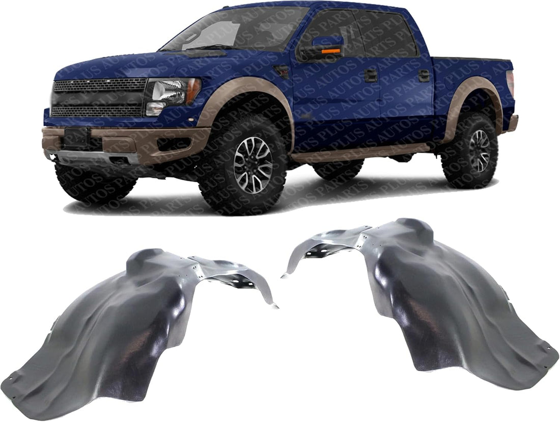 Set Of 2 Front Fender Liner Plastic Left Driver & Right Passenger Side Direct Replacement Compatible With 2010-2014 Ford F-150 SVT Raptor FO1249146 FO1248146 AL3Z16102C AL3Z16103D