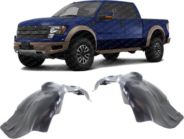 Set Of 2 Front Fender Liner Plastic Left Driver & Right Passenger Side Direct Replacement Compatible With 2010-2014 Ford F-150 SVT Raptor FO1249146 FO1248146 AL3Z16102C AL3Z16103D