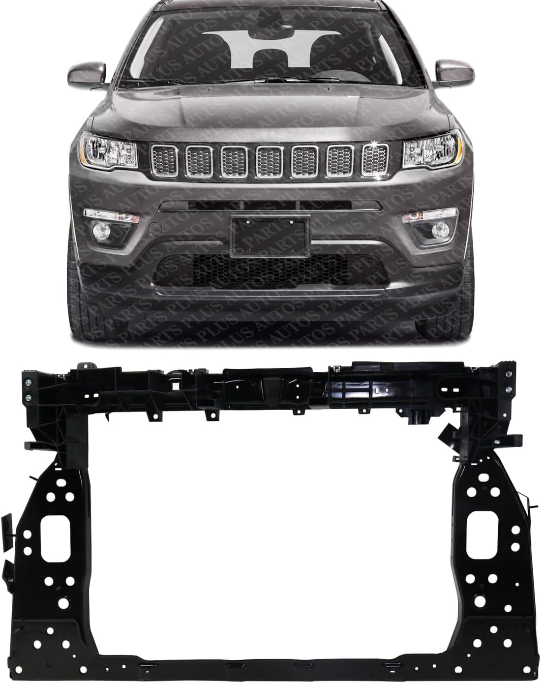 Front Radiator Support Plastic with Steel Direct Replacement Compatible with 2017-2021 Jeep Compass CH1225300 68243736AF 68243736AE
