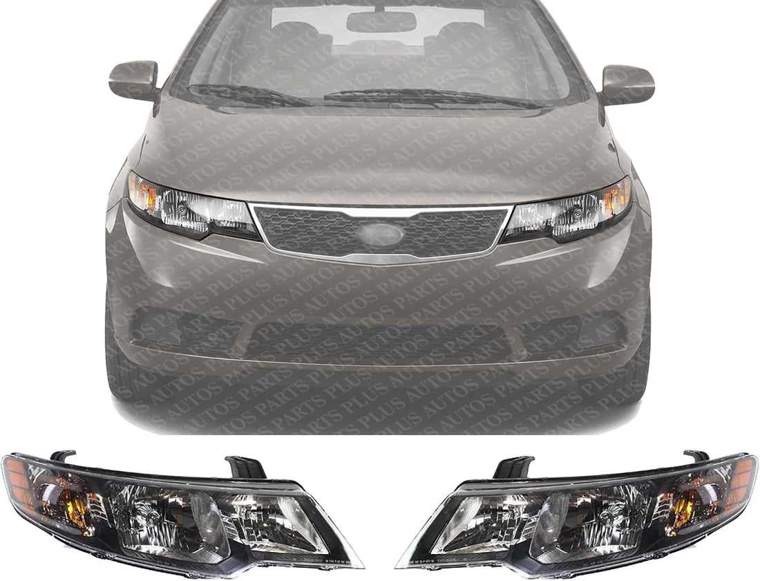 Set Of 2 Front Headlight Assembly Right Passenger & Left Driver Side Direct Replacement Compatible With 2010-2013 Kia Forte KI2502141 KI2503141 921011M030 921021M030