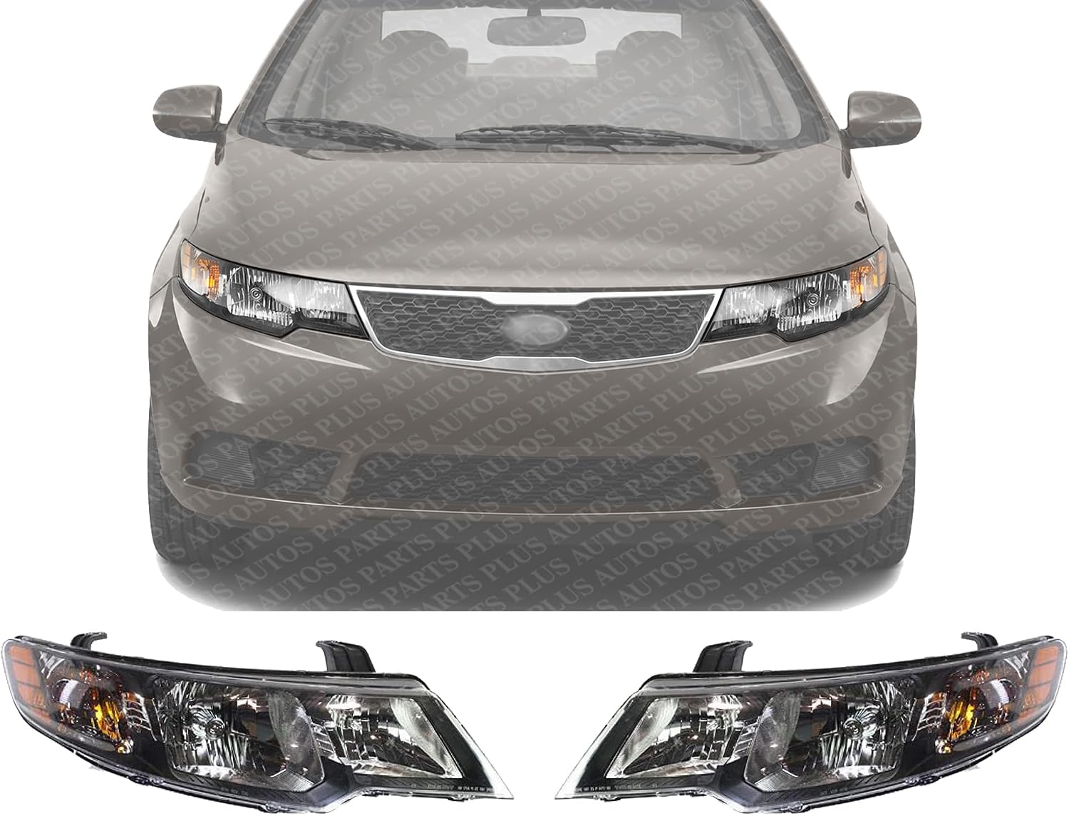 Set Of 2 Front Headlight Assembly Right Passenger & Left Driver Side Direct Replacement Compatible With 2010-2013 Kia Forte KI2502141 KI2503141 921011M030 921021M030