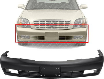 AUTOS PARTS PLUS Front Bumper Cover Primed With Fog Light Holes Direct Replacement Compatible With 2000-2005 Cadillac DeVille GM1000611 19151274