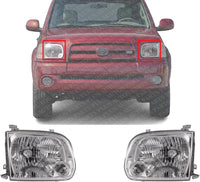 Set Of 2 Front Head Light Assembly Plastic Left Driver & Right Passenger Side Direct Replacement Compatible With 2005-2006 Toyota Tundra / 2005-2007 Sequoia TO2502158 TO2503158