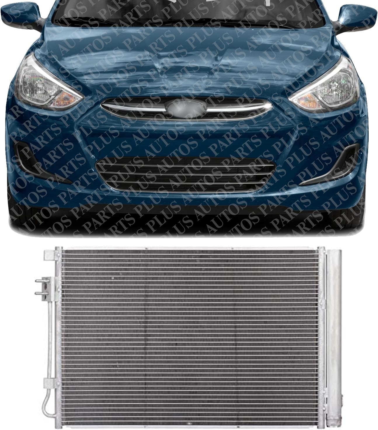 Front AC Condenser Aluminum Core Direct Replacement Compatible With 2012-2017 Hyundai Accent/Kia Rio/Veloster HY3030157 HY3030149 HY3030150 976061W000 976061W001 976061R0