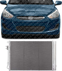 Front AC Condenser Aluminum Core Direct Replacement Compatible With 2012-2017 Hyundai Accent/Kia Rio/Veloster HY3030157 HY3030149 HY3030150 976061W000 976061W001 976061R0