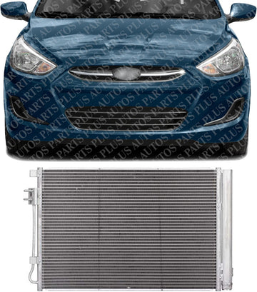 Front AC Condenser Aluminum Core Direct Replacement Compatible With 2012-2017 Hyundai Accent/Kia Rio/Veloster HY3030157 HY3030149 HY3030150 976061W000 976061W001 976061R0