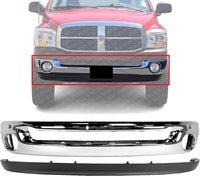 Front Bumper Face Bar Chrome Steel + Lower Valance Air Dam Textured Direct Replacement Compatible With 2002-2009 Dodge Ram 1500/2003-2009 2500 3500 CH1002383 CH1090125 55077946AB