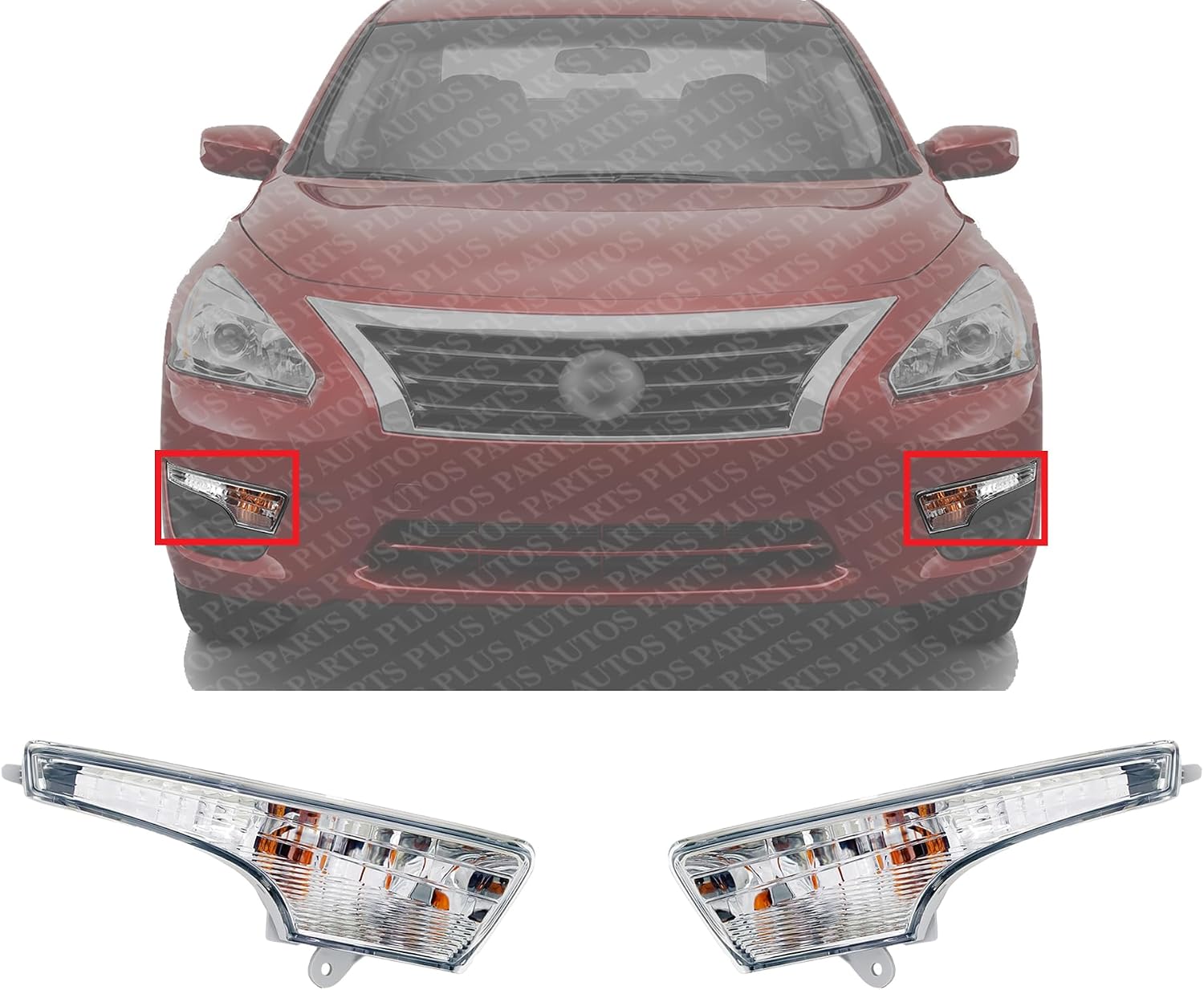 Set Of 2 Front Turn Signal Light Assembly Plastic Left Driver & Right Passenger Side Direct Replacement Compatible With 2013-2018 Nissan Altima NI2531118 NI2530118