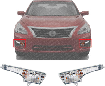 Set Of 2 Front Turn Signal Light Assembly Plastic Left Driver & Right Passenger Side Direct Replacement Compatible With 2013-2018 Nissan Altima NI2531118 NI2530118