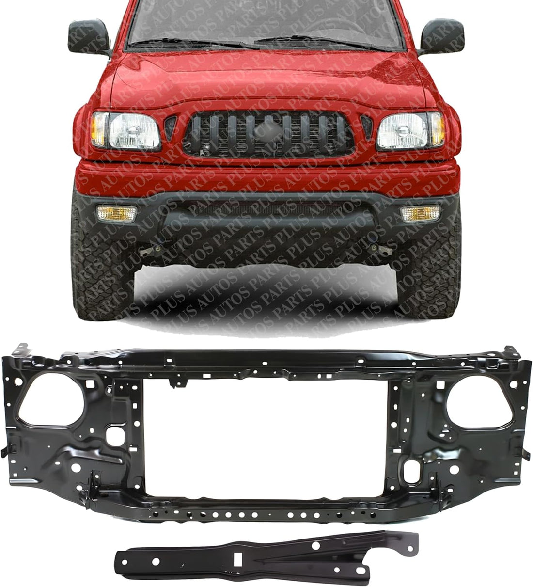 Front Radiator Support Assembly + Hood Latch Steel Direct Replacement Compatible With 2001-2004 Toyota Tacoma TO1225211 TO1225230 5321735020 5320104081