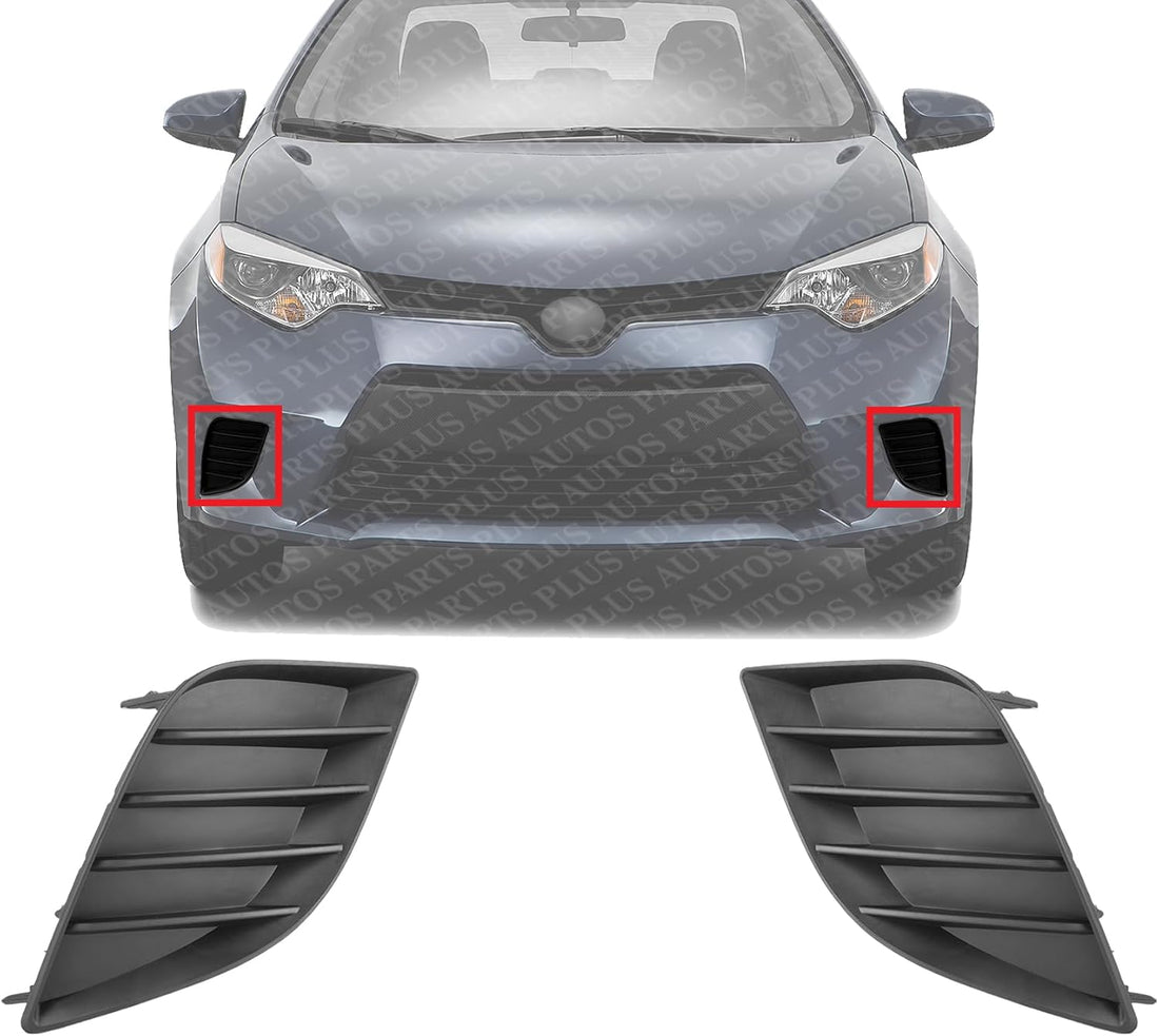 Set Of 2 Front Fog Light Cover Textured Plastic Left Driver & Right Passenger Side Direct Replacement Compatible With 2014-2016 Toyota Corolla TO1039170 TO1038170