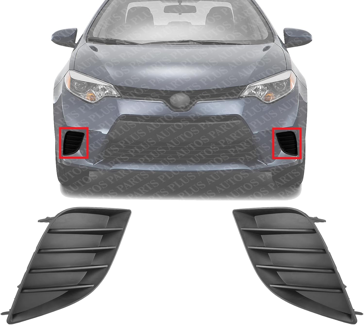Set Of 2 Front Fog Light Cover Textured Plastic Left Driver & Right Passenger Side Direct Replacement Compatible With 2014-2016 Toyota Corolla TO1039170 TO1038170
