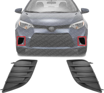 Set Of 2 Front Fog Light Cover Textured Plastic Left Driver & Right Passenger Side Direct Replacement Compatible With 2014-2016 Toyota Corolla TO1039170 TO1038170