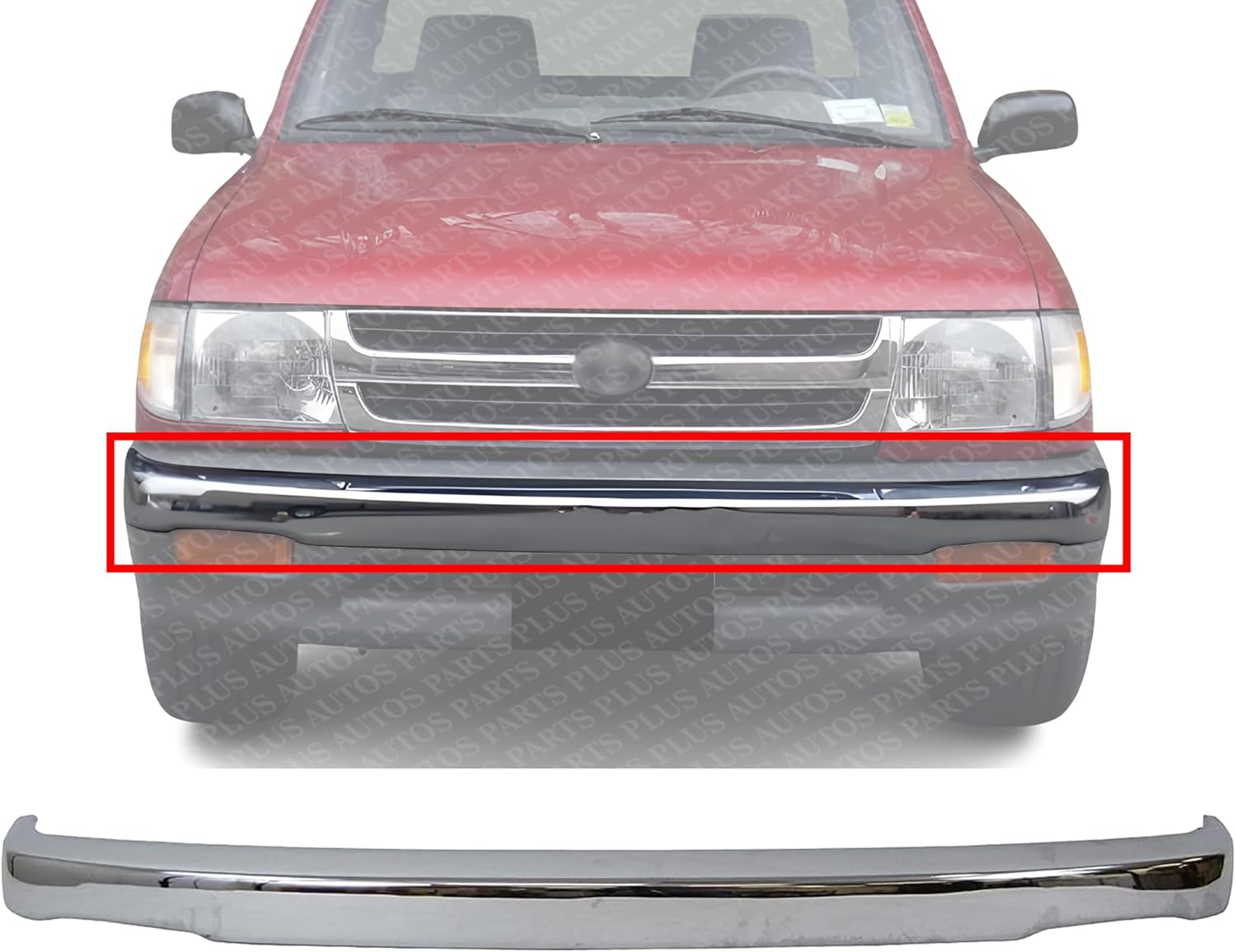 Front Bumper Molding Chrome Direct Replacement Compatible With 1998-2000 Toyota Tacoma TO1002165 5210104090