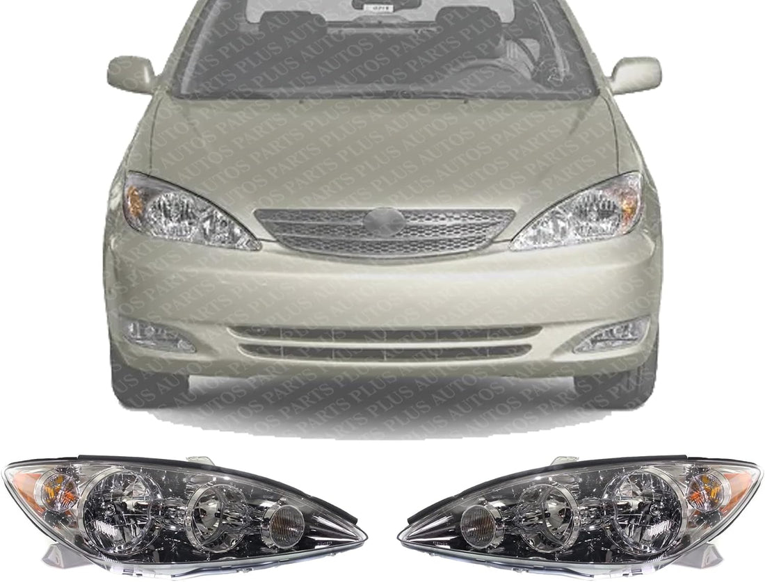 Set Of 2 Front Head Light Assembly Plastic Left Driver & Right Passenger Side Direct Replacement Compatible With 2005-2006 Toyota Camry TO2502155 TO2503155 8115006180 8111006180