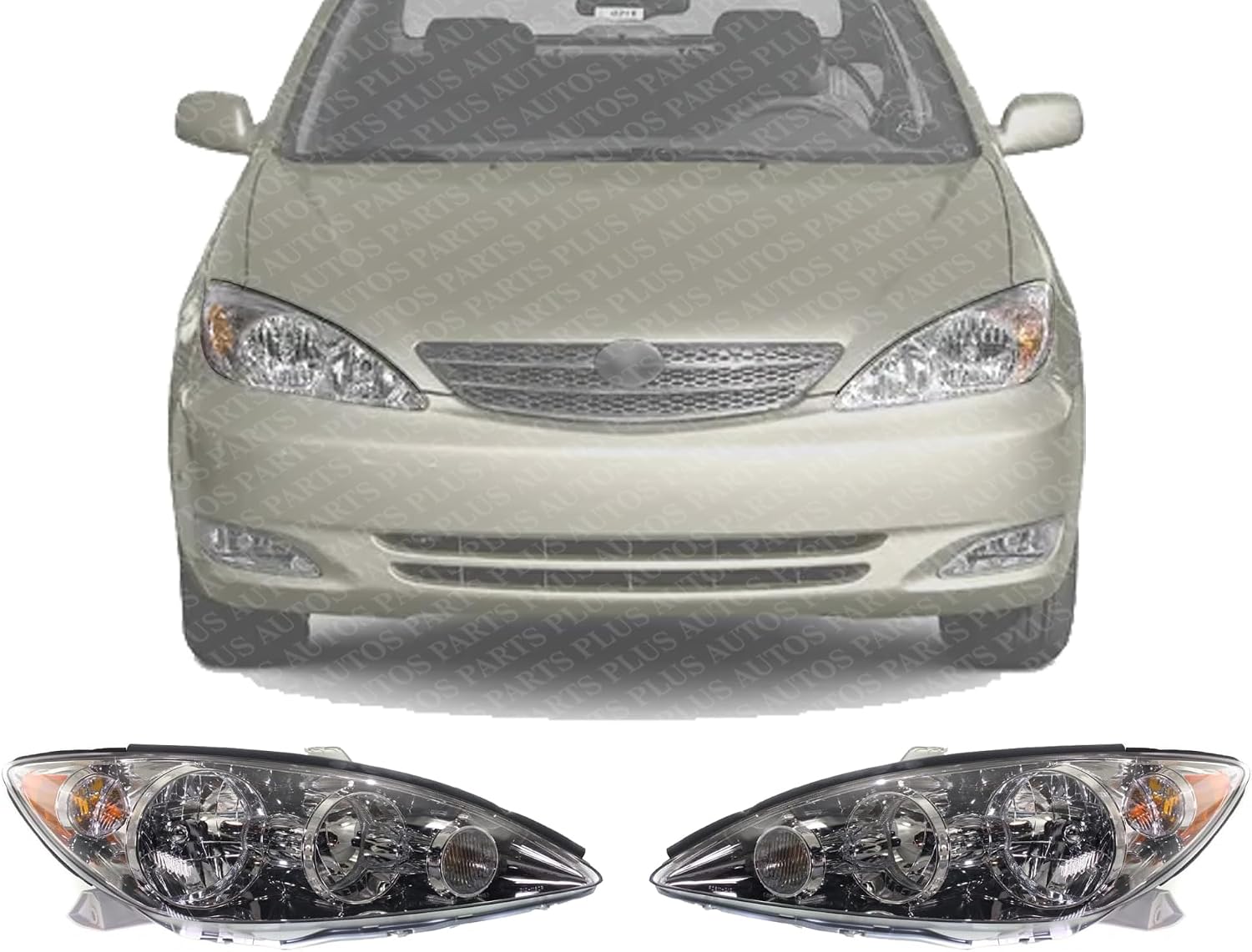Set Of 2 Front Head Light Assembly Plastic Left Driver & Right Passenger Side Direct Replacement Compatible With 2005-2006 Toyota Camry TO2502155 TO2503155 8115006180 8111006180