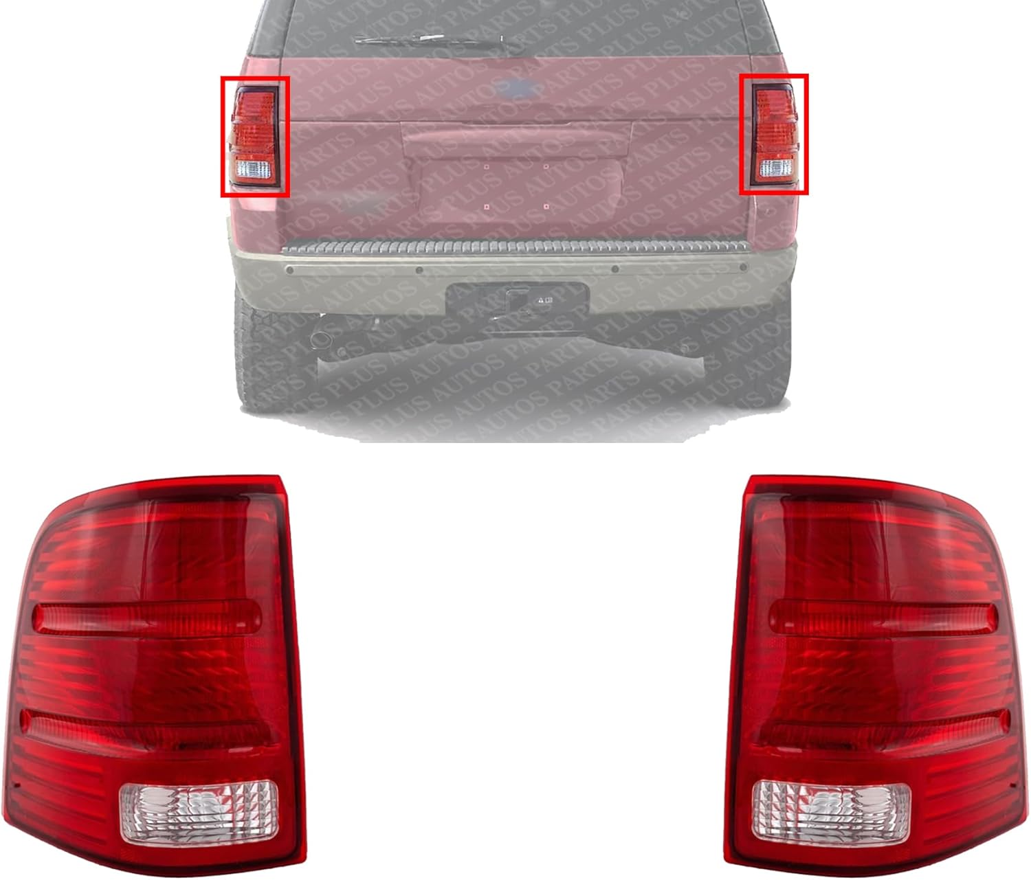 Set of 2 Tail Light Lens And Housing Right Passenger & Left Driver Side Direct Replacement Compatible With 2002-2005 Ford Explorer FO2801159 FO2800159 1L2Z13405AA 1L2Z13404AA