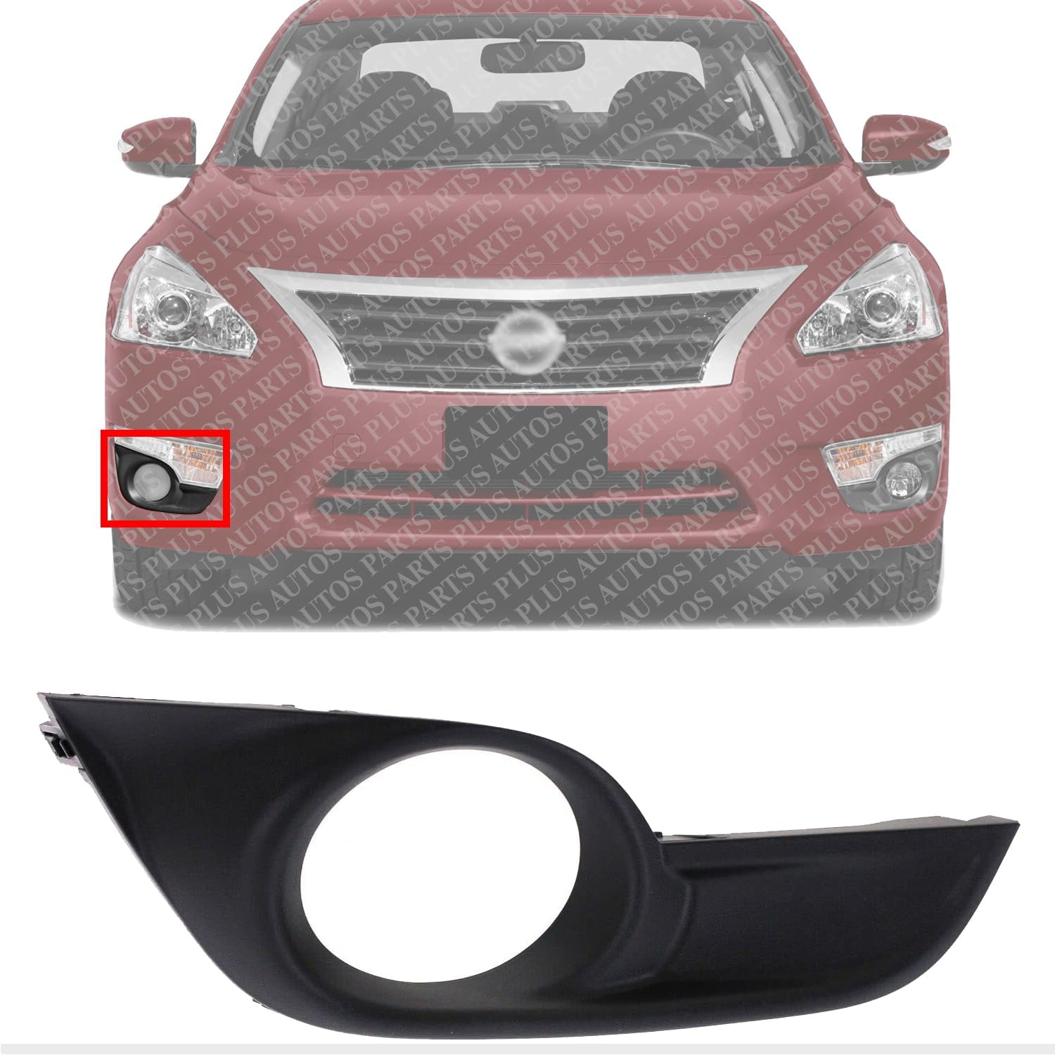 Front Fog Light Molding Trim Textured Right Passenger Side Direct Replacement Compatible With 2013-2015 Nissan Altima NI1039115 622563TA0B