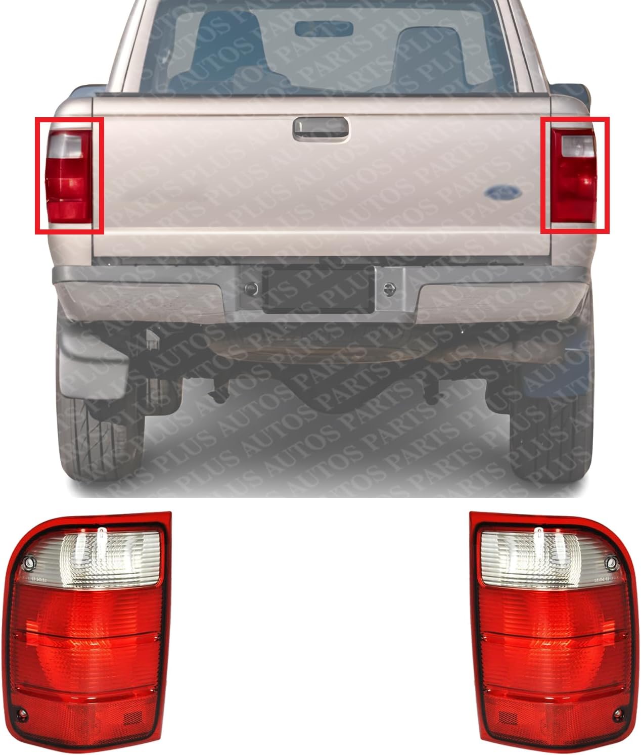 Set Of 2 Tail Light Lens And Housing Right Passenger & Left Driver Side Direct Replacement Compatible With 2001-2005 Ford Ranger FO2801156 FO2800156 1L5Z13404BA 1L5Z13405BA