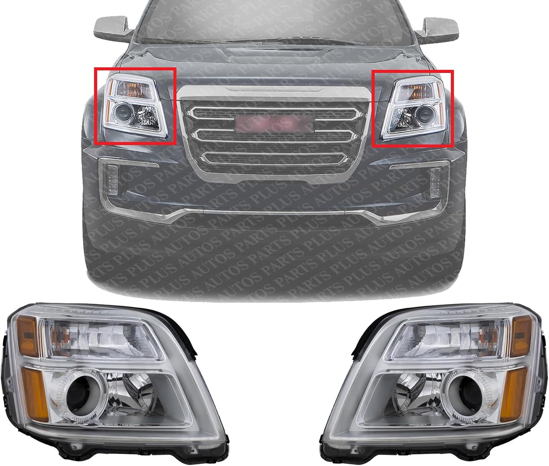 Set Of 2 Front Headlight Assembly Right Passenger & Left Driver Side Direct Replacement Compatible With 2016-2017 GMC Terrain GM2502435 GM2503435 84791981 84064627 84791980 84064626