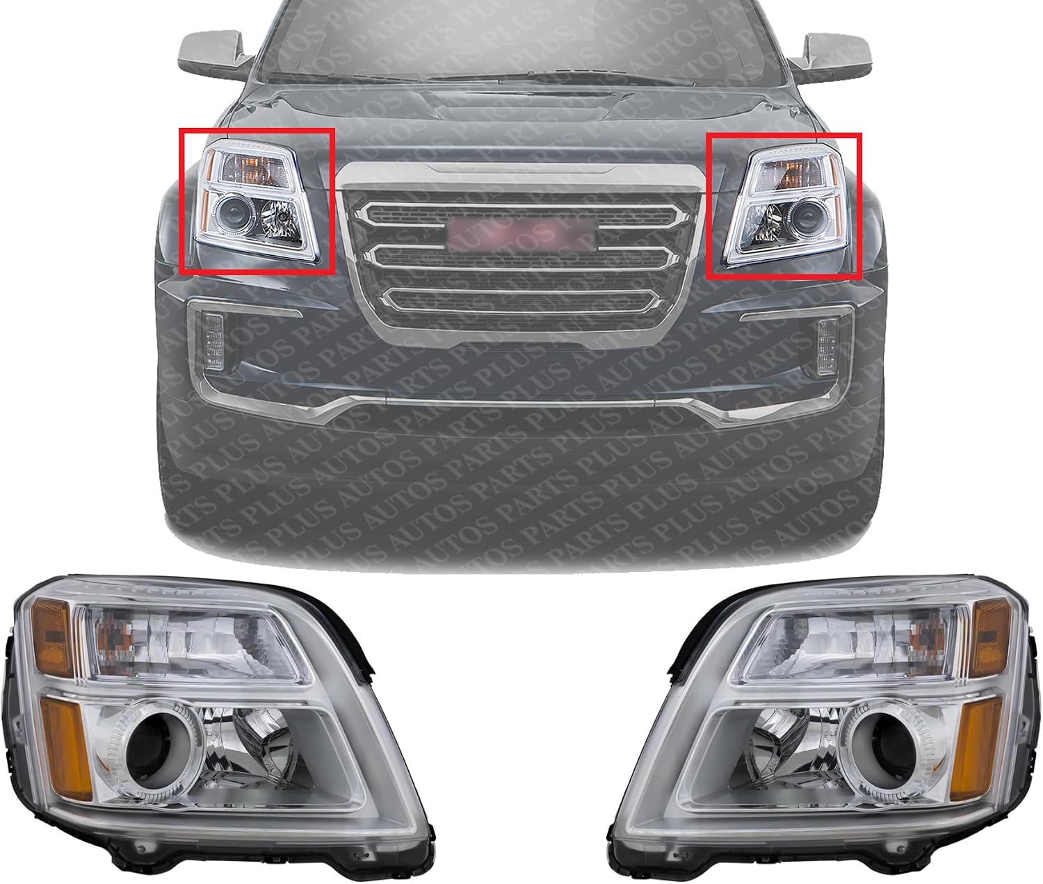 Set Of 2 Front Headlight Assembly Right Passenger & Left Driver Side Direct Replacement Compatible With 2016-2017 GMC Terrain GM2502435 GM2503435 84791981 84064627 84791980 84064626