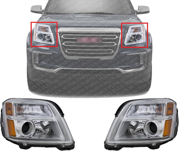Set Of 2 Front Headlight Assembly Right Passenger & Left Driver Side Direct Replacement Compatible With 2016-2017 GMC Terrain GM2502435 GM2503435 84791981 84064627 84791980 84064626