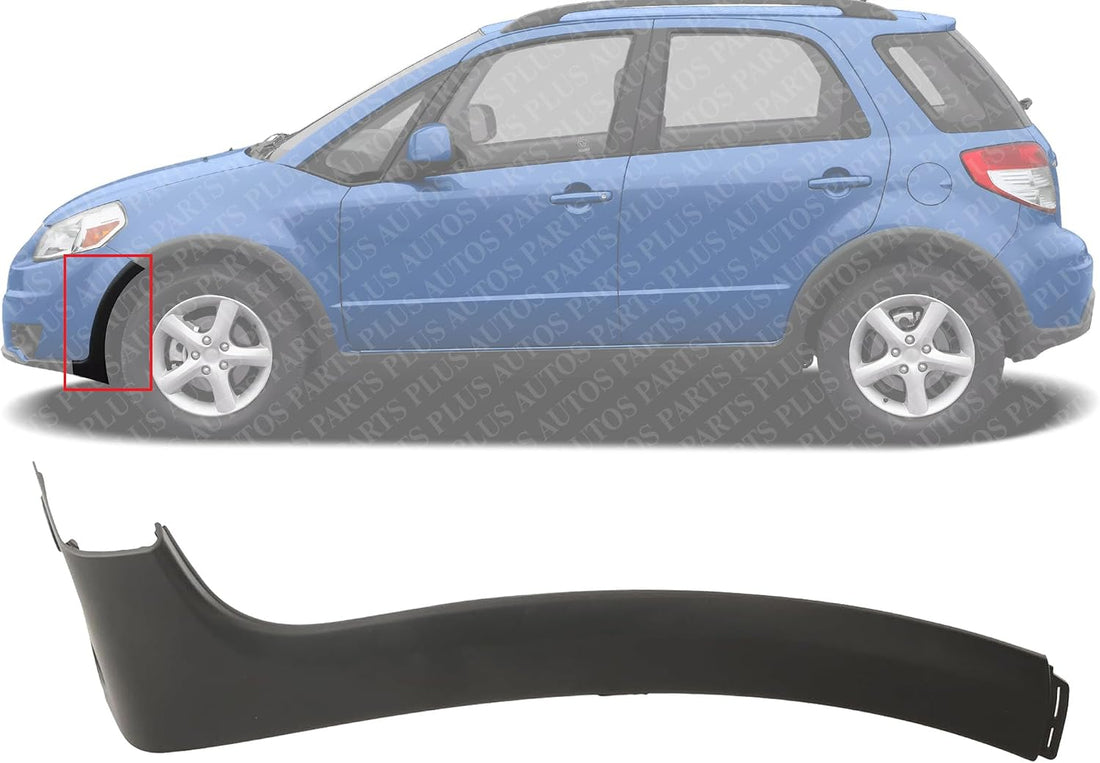 Front Bumper Molding Cover Extension Primed Left Driver Side Direct Replacement Compatible With 2007-2013 Suzuki SX4 SZ1004103 7178080J005PK