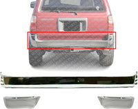 AUTOS PARTS PLUS Rear Step Bumper Steel + Bumper End Chrome Right Passenger & Left Driver Side Direct Replacement Compatible With 1996-1998 Toyota 4Runner TO1102228 TO1104103 TO1105103 5210535360