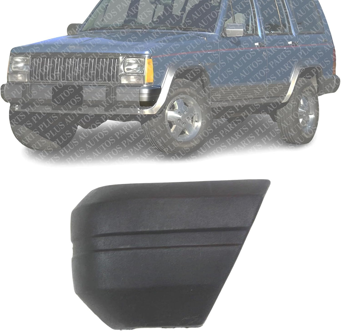 Front Bumper End Cap Textured Left Driver Side Direct Replacement Compatible With 1984-1996 Jeep Cherokee CH1004107 52000179