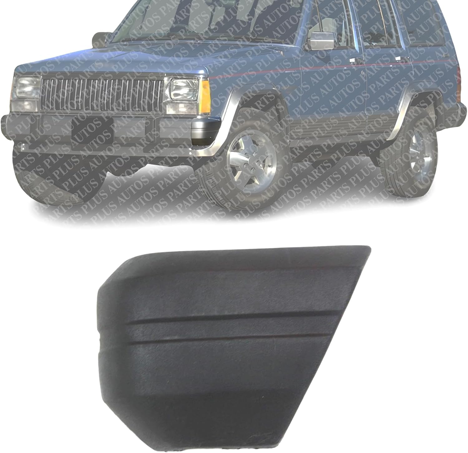Front Bumper End Cap Textured Left Driver Side Direct Replacement Compatible With 1984-1996 Jeep Cherokee CH1004107 52000179
