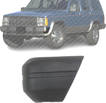 Front Bumper End Cap Textured Left Driver Side Direct Replacement Compatible With 1984-1996 Jeep Cherokee CH1004107 52000179