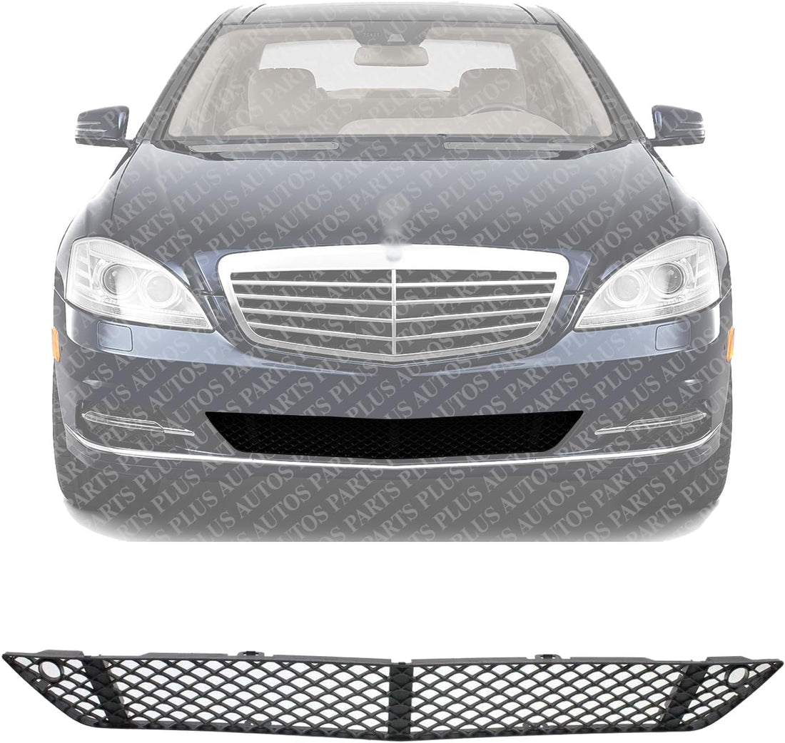 Front Bumper Center Face Bar Grille Textured Black Direct Replacement Compatible With 2007-2013 Mercedes Benz S550 / 2007-2013 S600 MB1036132 2218852322