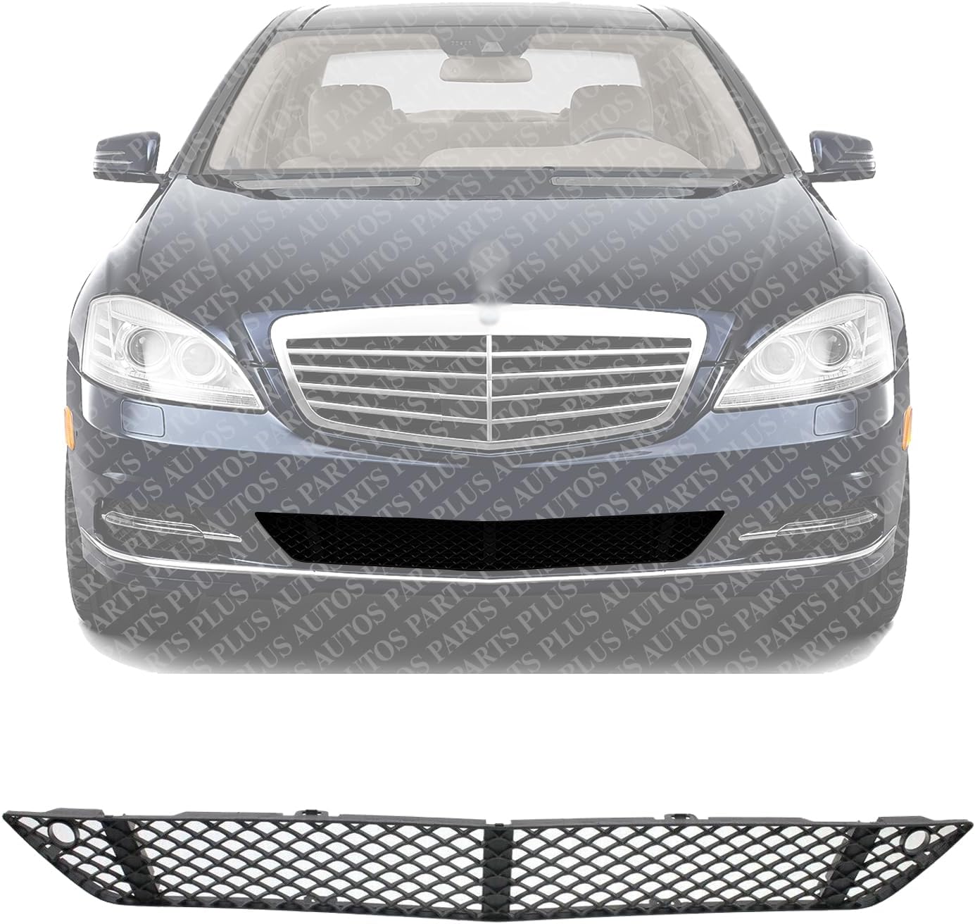 Front Bumper Center Face Bar Grille Textured Black Direct Replacement Compatible With 2007-2013 Mercedes Benz S550 / 2007-2013 S600 MB1036132 2218852322