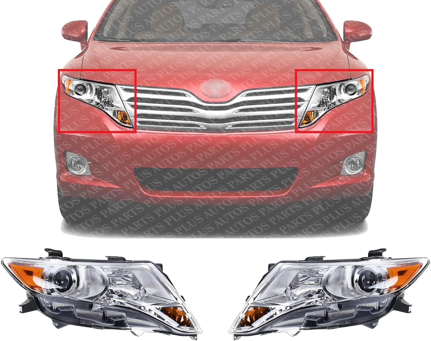 Set Of 2 Front Head Light Assembly Halogen Right Passenger And Left Driver Side Direct Replacement Compatible With 2009-2015 Toyota Venza TO2503189 TO2502189 811100T020 811500T020