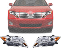 Set Of 2 Front Head Light Assembly Halogen Right Passenger And Left Driver Side Direct Replacement Compatible With 2009-2015 Toyota Venza TO2503189 TO2502189 811100T020 811500T020