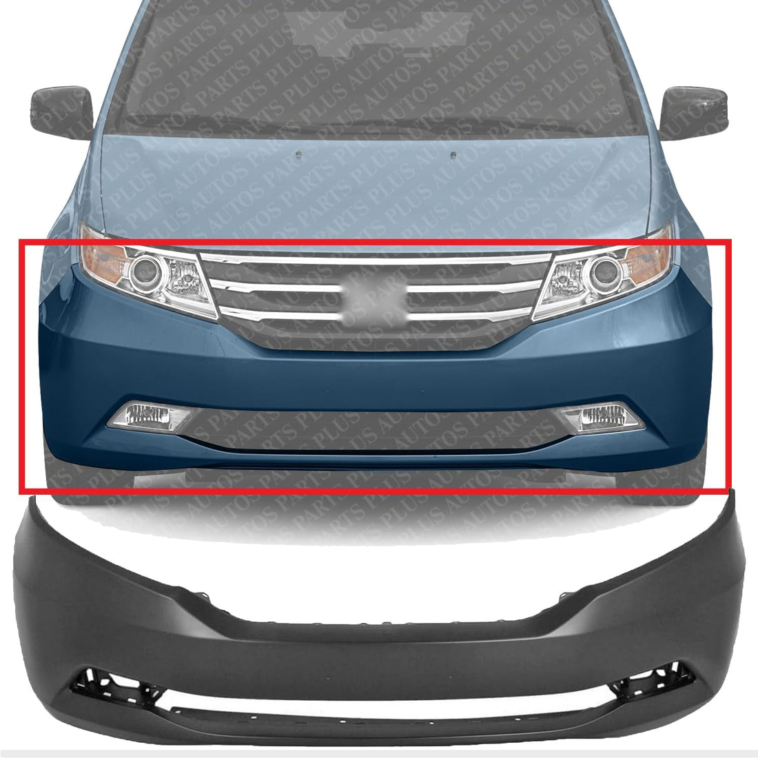 Front Bumper Cover Primed With Fog Light Holes Direct Replacement Compatible With 2011-2017 Honda Odyssey HO1000293 04711TK8A91ZZ
