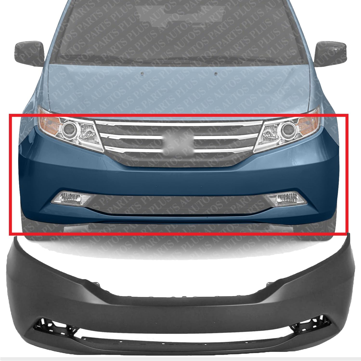 Front Bumper Cover Primed With Fog Light Holes Direct Replacement Compatible With 2011-2017 Honda Odyssey HO1000293 04711TK8A91ZZ