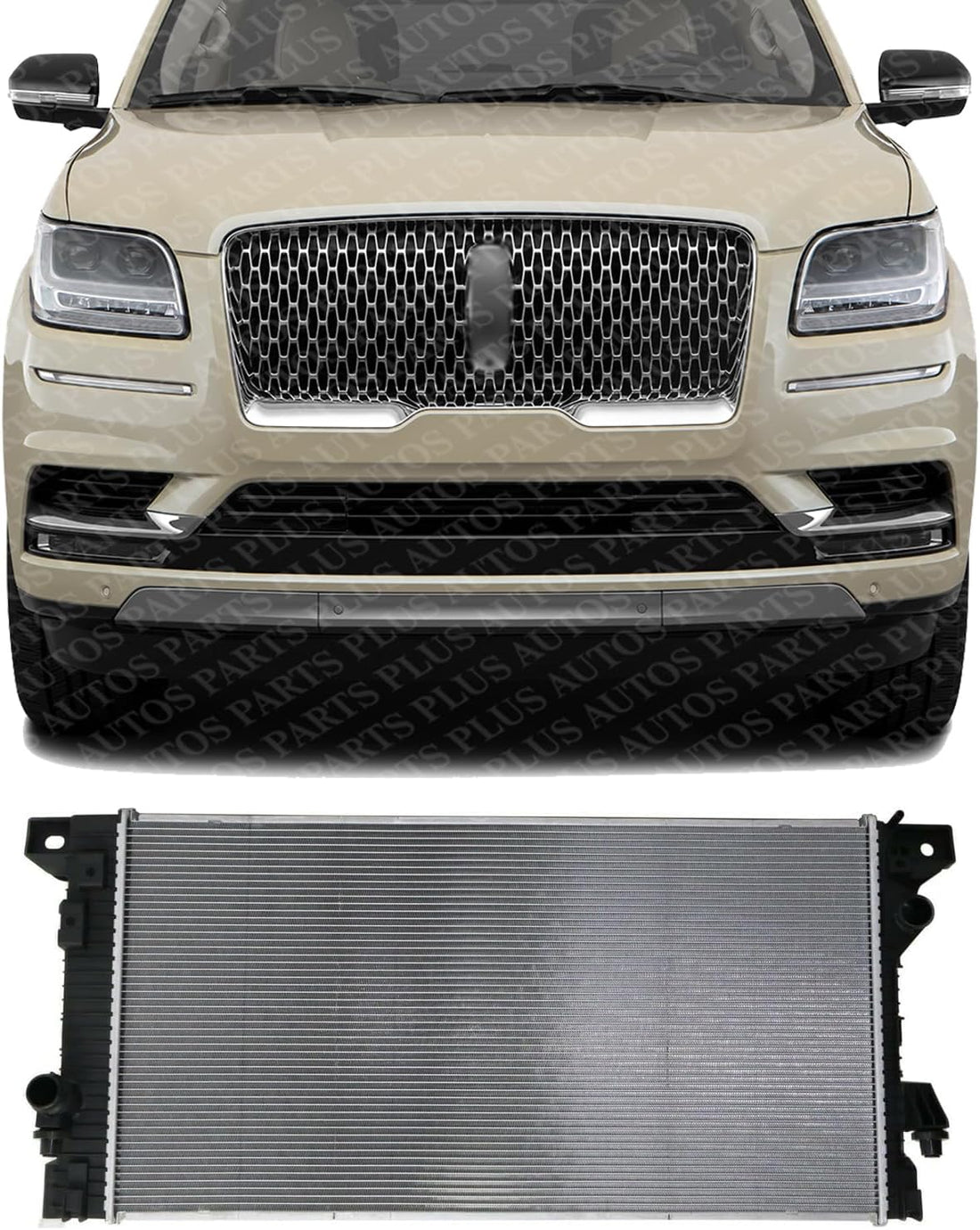Front Radiator Aluminum Core Direct Replacement Compatible With 2015-2020 Ford F-150/2018-2021 Lincoln Navigator / 2018-2022 Ford Expedition/Max FO3010334 FL3Z8005B HL3Z8005C