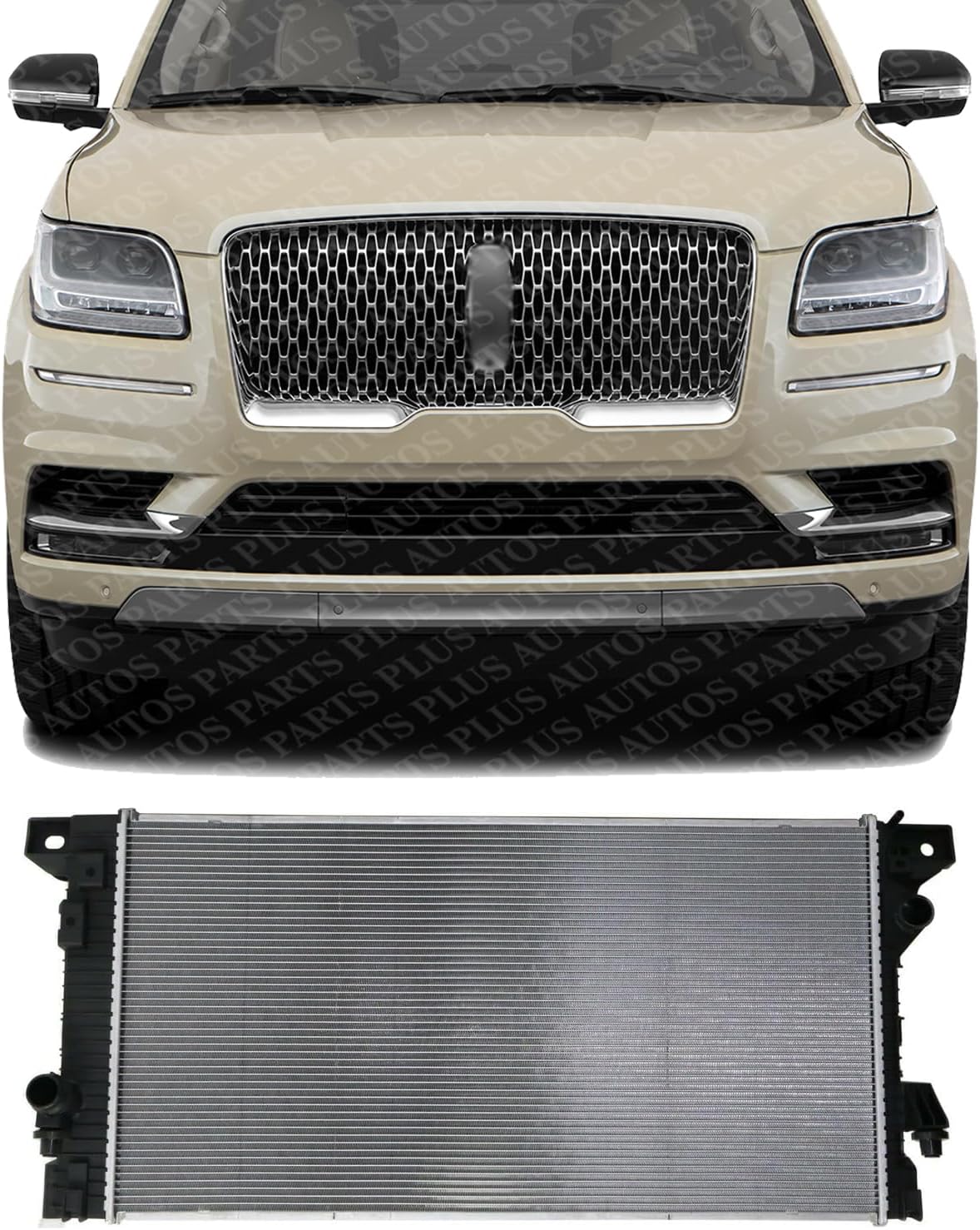Front Radiator Aluminum Core Direct Replacement Compatible With 2015-2020 Ford F-150/2018-2021 Lincoln Navigator / 2018-2022 Ford Expedition/Max FO3010334 FL3Z8005B HL3Z8005C