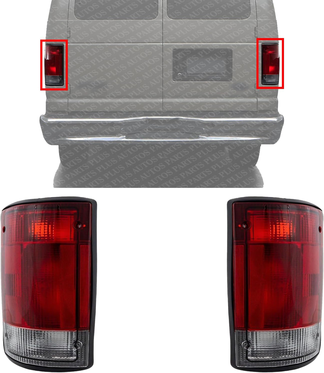 Set of 2 Tail Light Assembly Right Passenger & Left Driver Side Direct Replacement Compatible With 2004-2014 Econoline Van / 2004-2005 Ford Excursion FO2801190 FO2800190 5C2Z13404AA