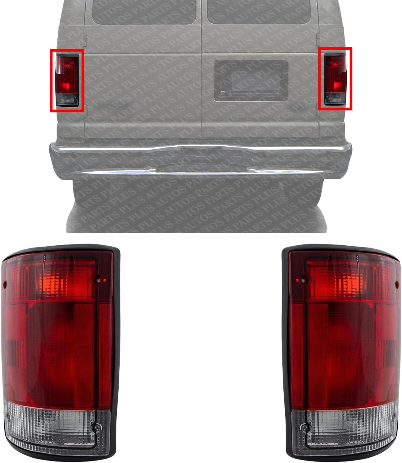 Set of 2 Tail Light Assembly Right Passenger & Left Driver Side Direct Replacement Compatible With 2004-2014 Econoline Van / 2004-2005 Ford Excursion FO2801190 FO2800190 5C2Z13404AA