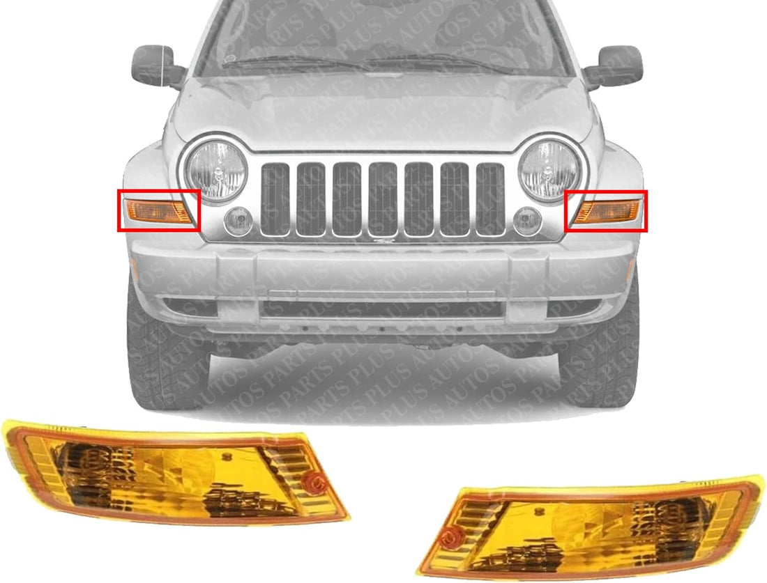 Front Turn Signal Lights Assembly Right Passenger & Left Driver Side Direct Replacement Compatible With Jeep Liberty 2005-2007 CH2521143 CH2520143 55156766AE 55156767AE