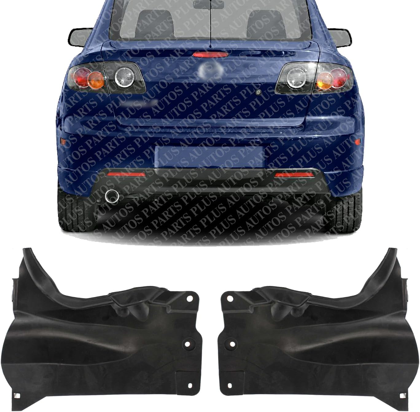 Set of 2 Rear Engine Splash Shield Under Cover Left Driver & Right Passenger Side Direct Replacement Compatible with 2004-2009 Mazda 3/2006-2010 Mazda 5 MA1228101 MA1228102