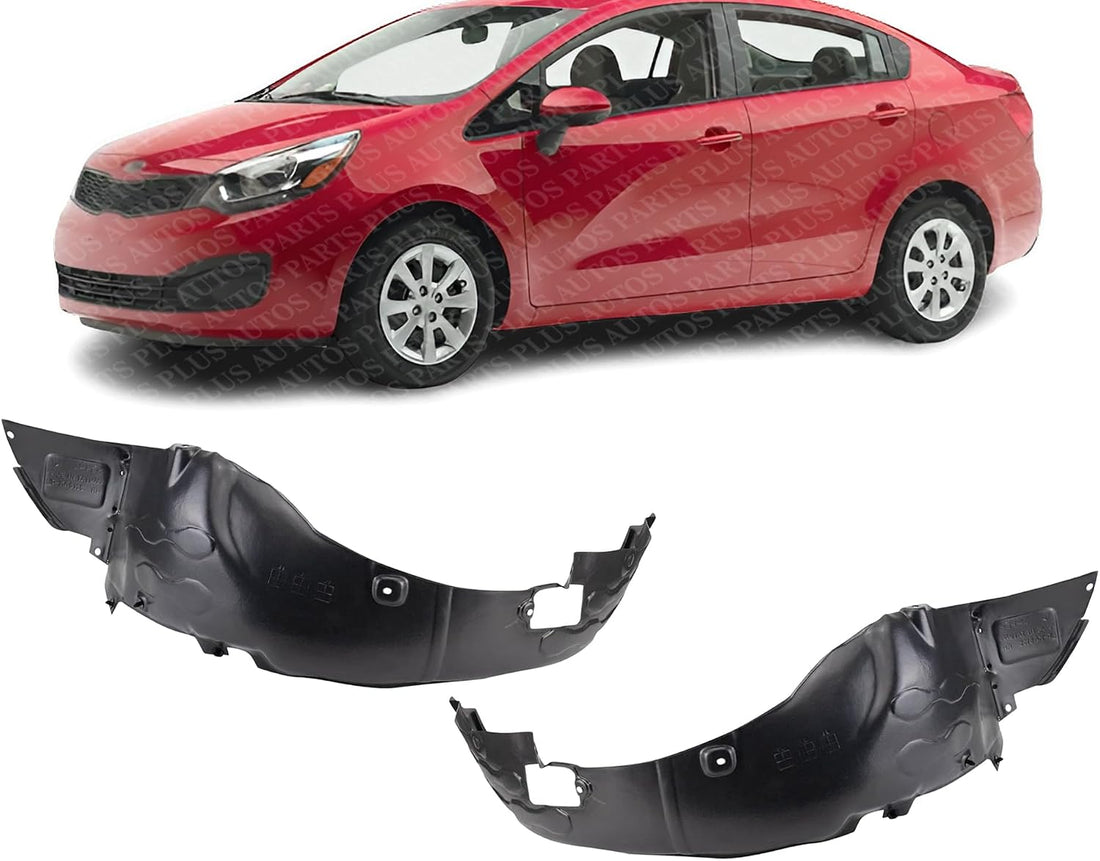 Set Of 2 Front Fender Liner Right Passenger & Left Driver Side Direct Replacement Compatible With 2016-2017 Kia Rio KI1249149 KI1248149 868111W500 868121W500